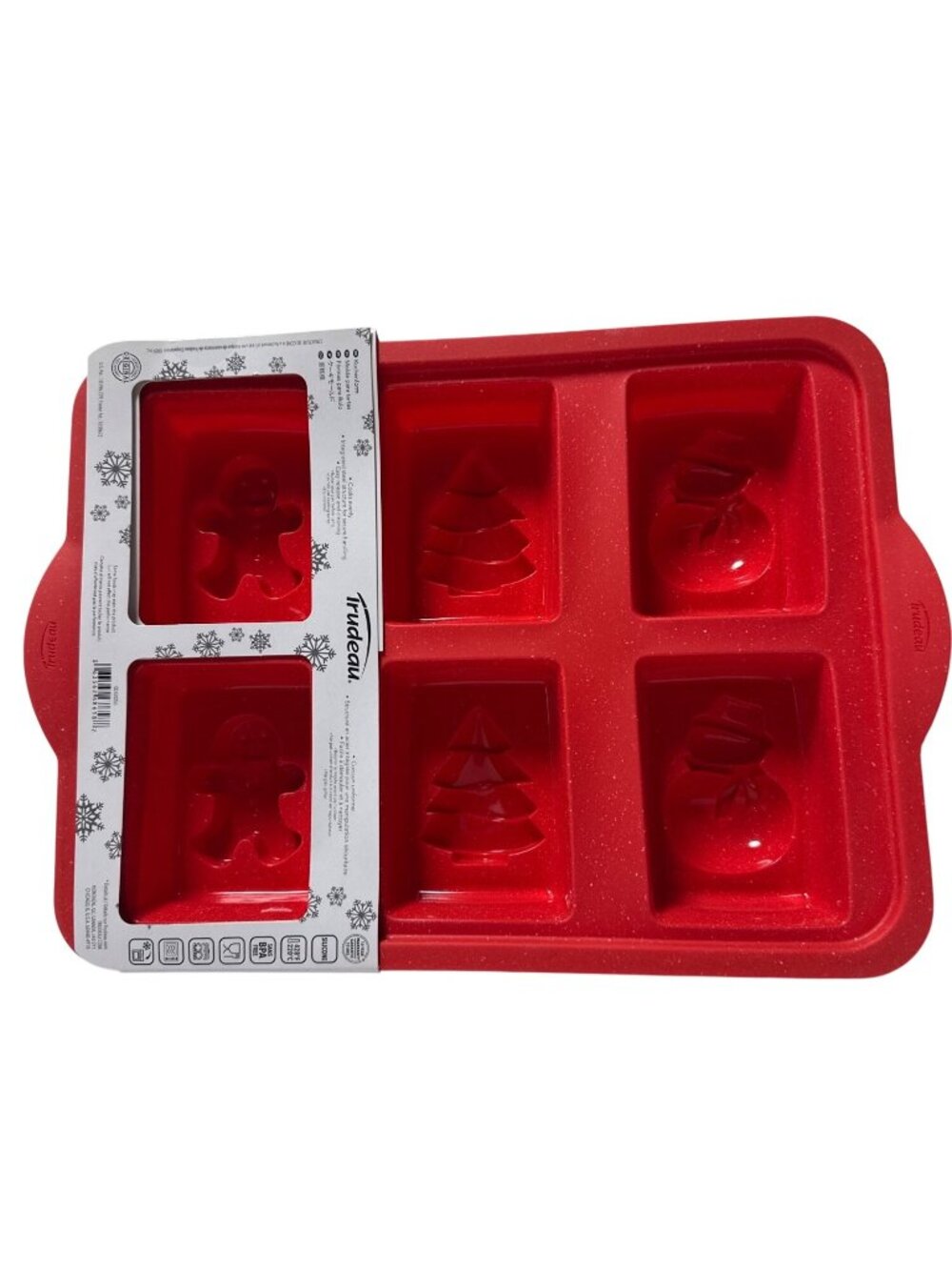 Trudeau Silicone Holiday Mini Loaf Pan‎ Mold With Christmas Tree Snowman Designs